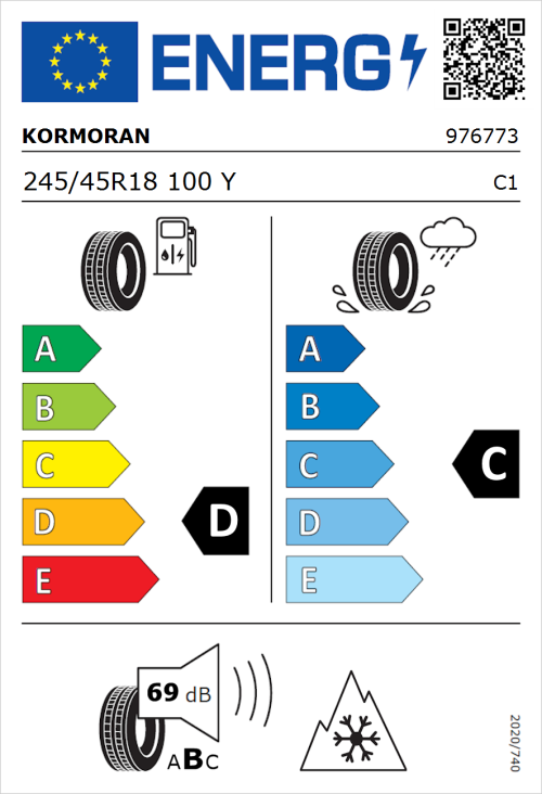 Tyre Label for Kormoran All Season 245/45R18 100Y