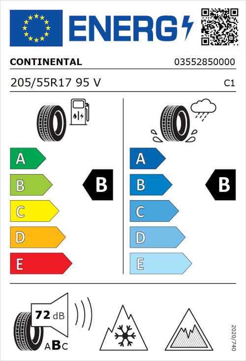 Tyre Label for Continental AllSeasonContact 2 205/55R17 95V