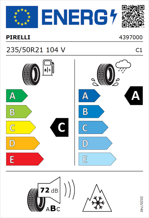 Tyre Label for Pirelli Scorpion Winter 2 235/50R21 104V