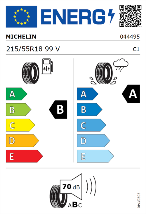 Tyre Label for Michelin Primacy 5 215/55R18 99V